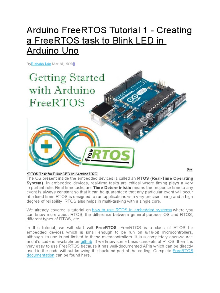 Arduino FreeRTOS Tutorial - Create Task to Blink LED | PDF | Scheduling ...