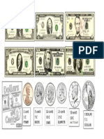 Us Dollars Bills and Coins Worksheet Templates Layouts - 122542