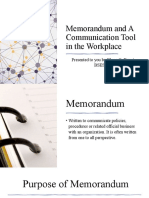 Memorandum and A Communication Tool in Workplace