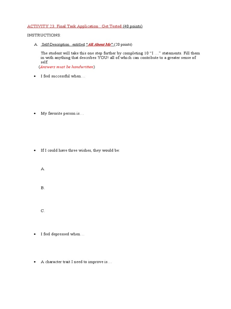 Activity 23 Final Task Application Get Tested | PDF | Career & Growth