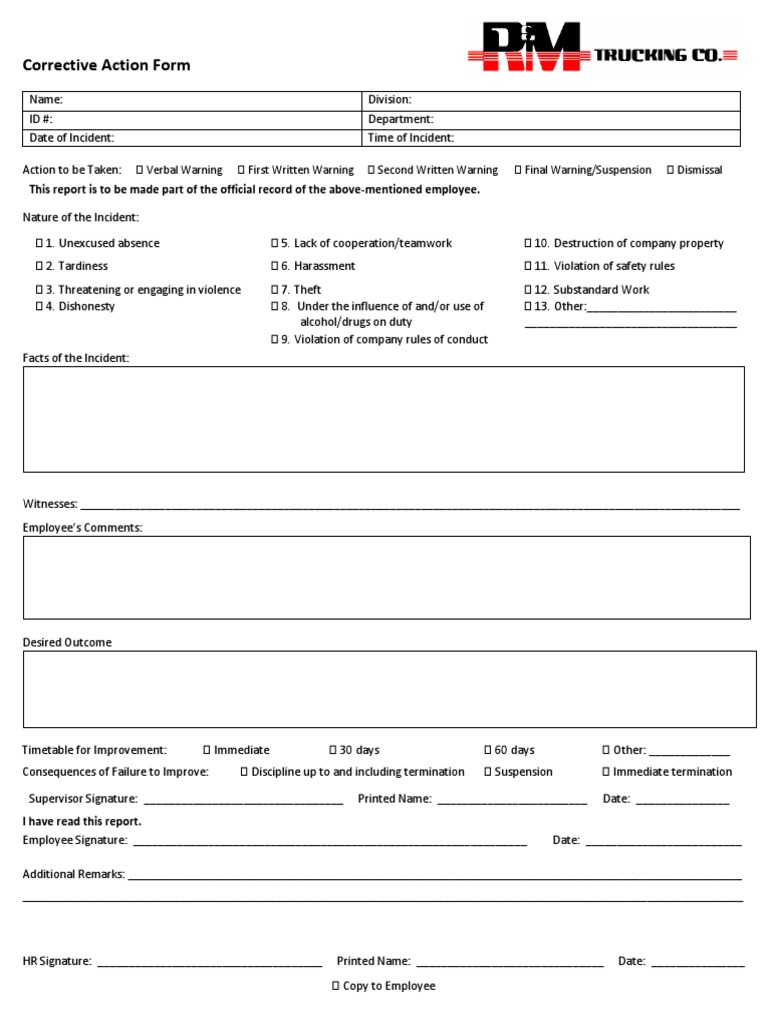Master Corrective Action Form | PDF | Applied Ethics | Crime & Violence