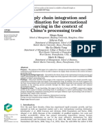 Supply Chain Integration and Coordination For International Sourcing in The Context of China 'S Processing Trade