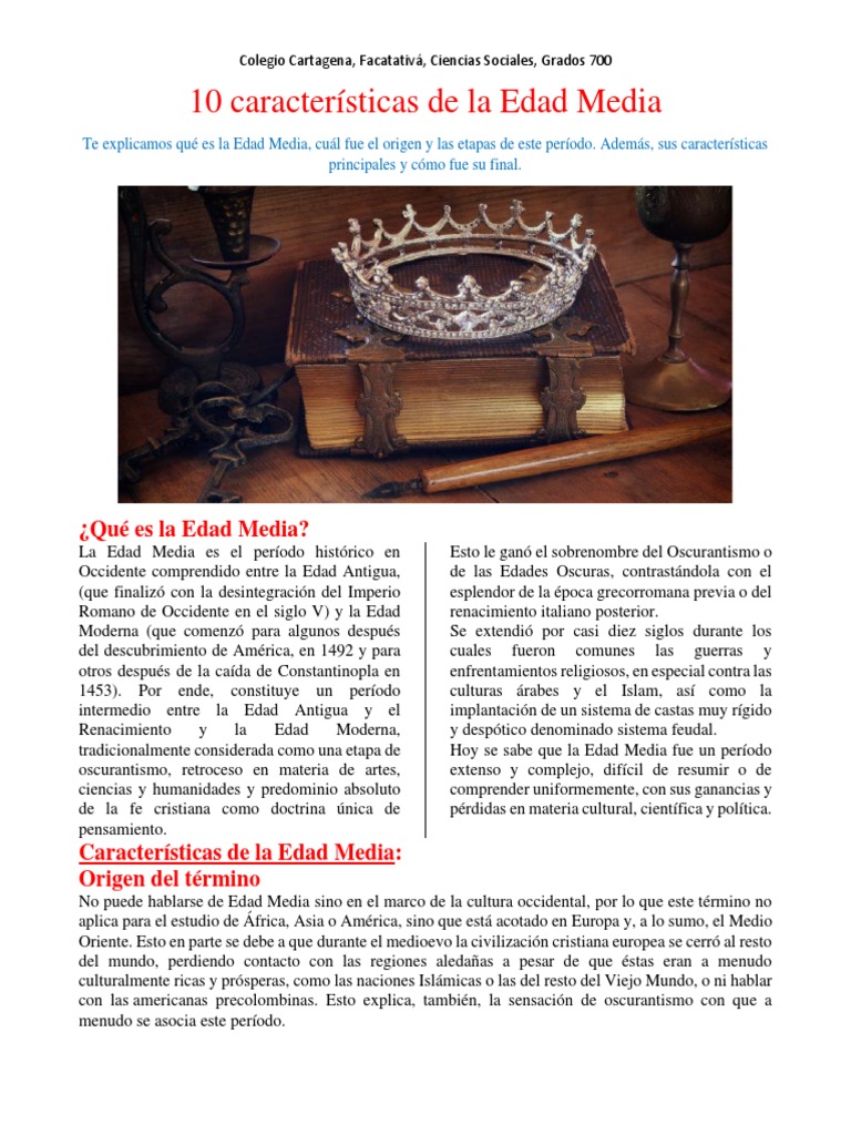 Características de la Edad Media | PDF | Edades medias | imperio Bizantino