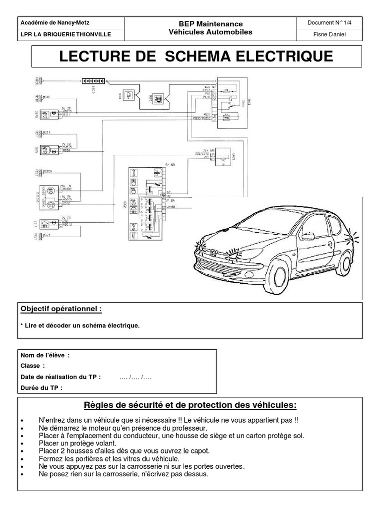 Comment Effectuer Une étude Sur Un Schéma électrique D ali Lecture Schema Electrique Bep | PDF | Tension électrique | Fusible ( électricité)
