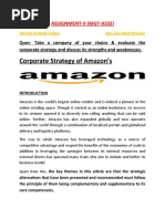 Corporate Strategy of Amazon's: ASSIGNMENT-II (MGT-9102)