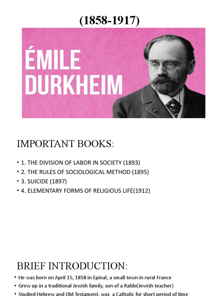 Emile Durkheim | PDF | Division Of Labour | Sociology