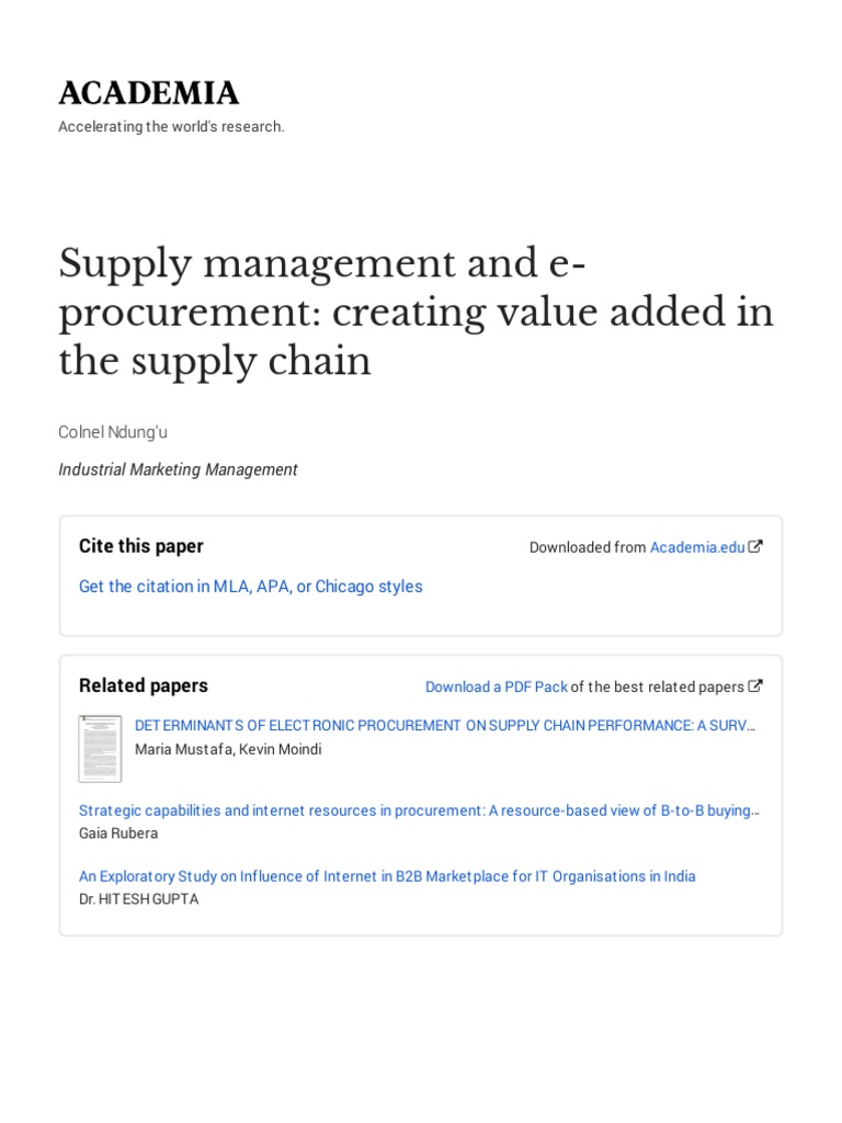 E-Procurement's Role in Supply Chain Value | PDF | Supply Chain ...