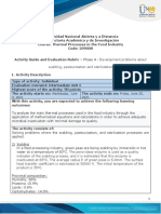 Activity Guide and Evaluation Rubric - Phase 4 - Development Problems About Scalding, Pasteurization and Sterilization