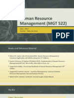 Human Resource Management (MGT 522) : Class: MBA Teacher: Taha Gul Khan
