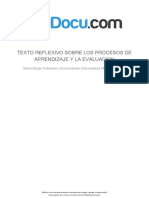 Texto Reflexivo Sobre Los Procesos de Aprendizaje y La Evaluacion