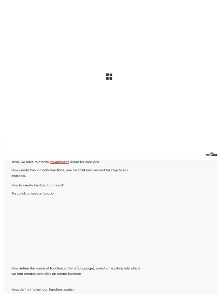 How To Start-Stop An EC2 Instance Via Lambda Function | PDF