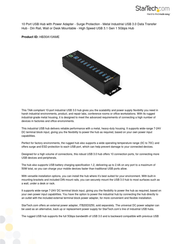 Hb30a10ame Datasheet | PDF | Usb | Computer Science