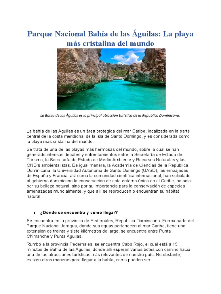 Parque Nacional Bahía de Las Águilas PDF Conservación Naturaleza
