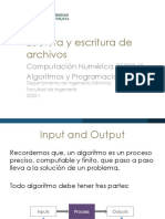 Lectura y Escritura de Archivos: Computación Numérica 2589343 Algoritmos y Programación 2568364
