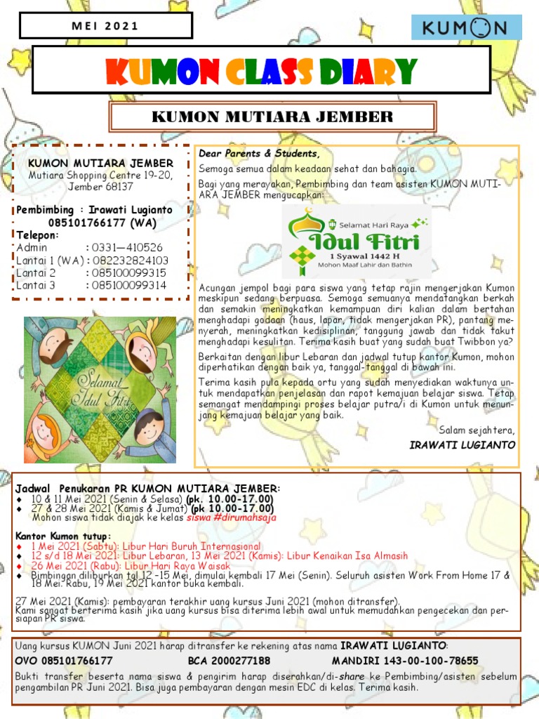 KUMON Class Diary Mei 2021 PDF