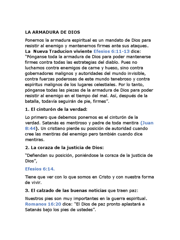 La Armadura Espiritual de Dios | PDF | Satán | Oración