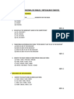 Prueba Quincenal de Ingles - Mayo - Secundaria