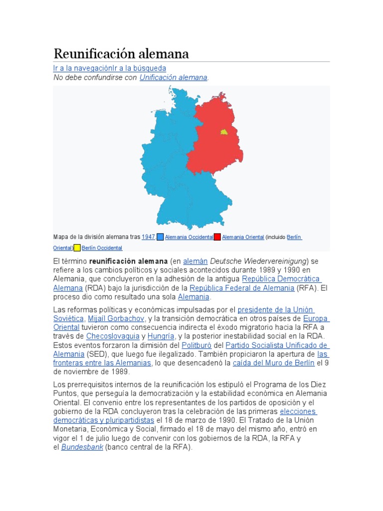 Reunificación Alemana: Proceso y Consecuencias | PDF