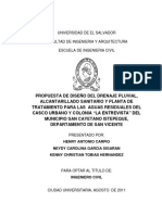 Propuesta de Diseño Del Drenaje Pluvial, Alcantarillado Sanitario y Planta de Tratamiento Para Las Aguas Residuales Del Casco Urbano y Colonia La Entrevista Del Municipio San Cayetano Istepeque, Departamento de San Vicent