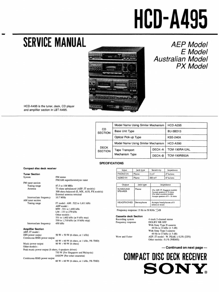 Sony Hcd 95 Sm Pdf