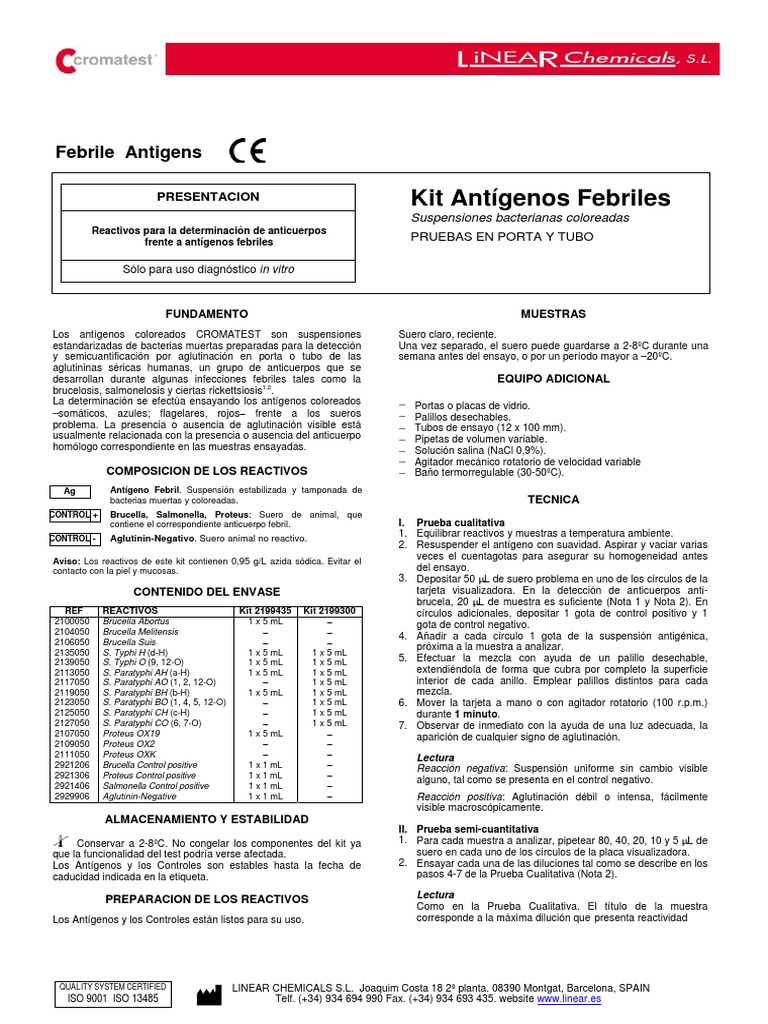 Prueba de Widal: Protocolo y Resultados | PDF | Infección | Medicina ...