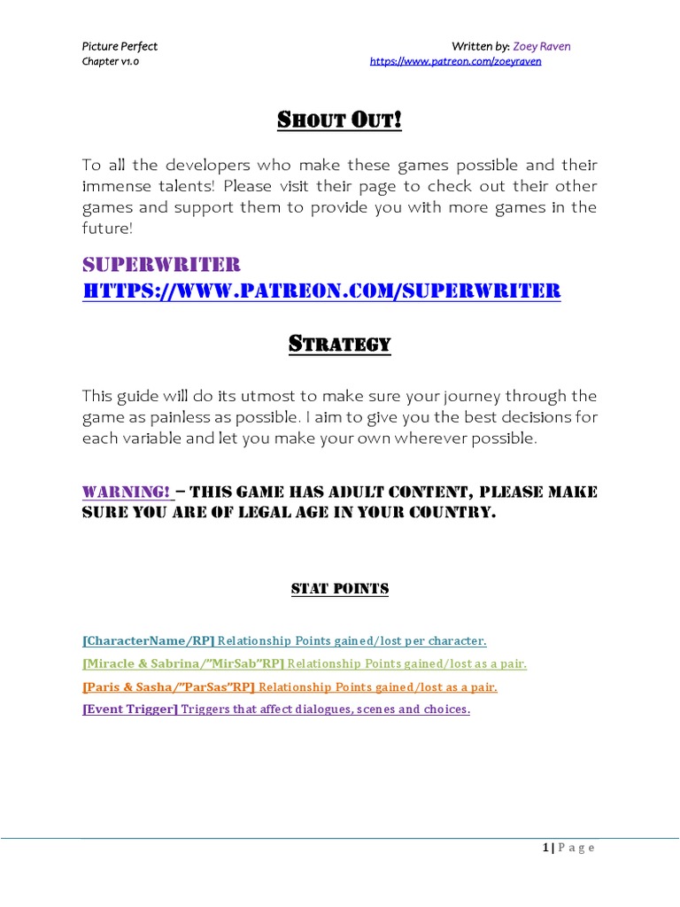 Picture Perfect Game Guide v1.0 | PDF
