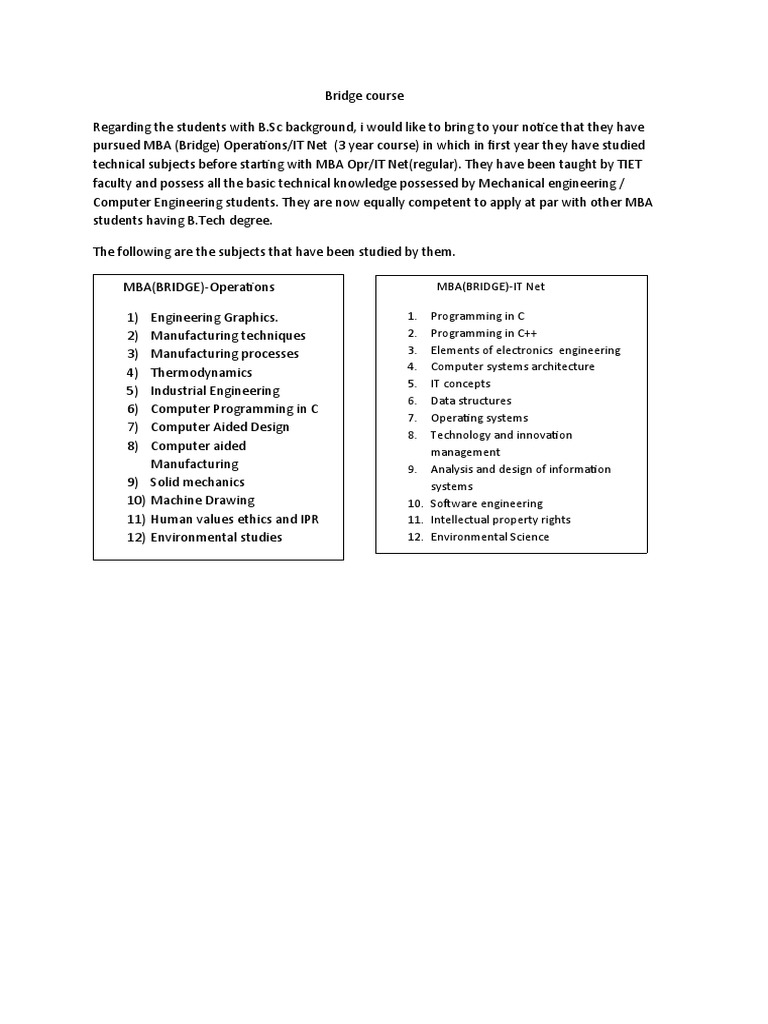 Bridge Course | PDF
