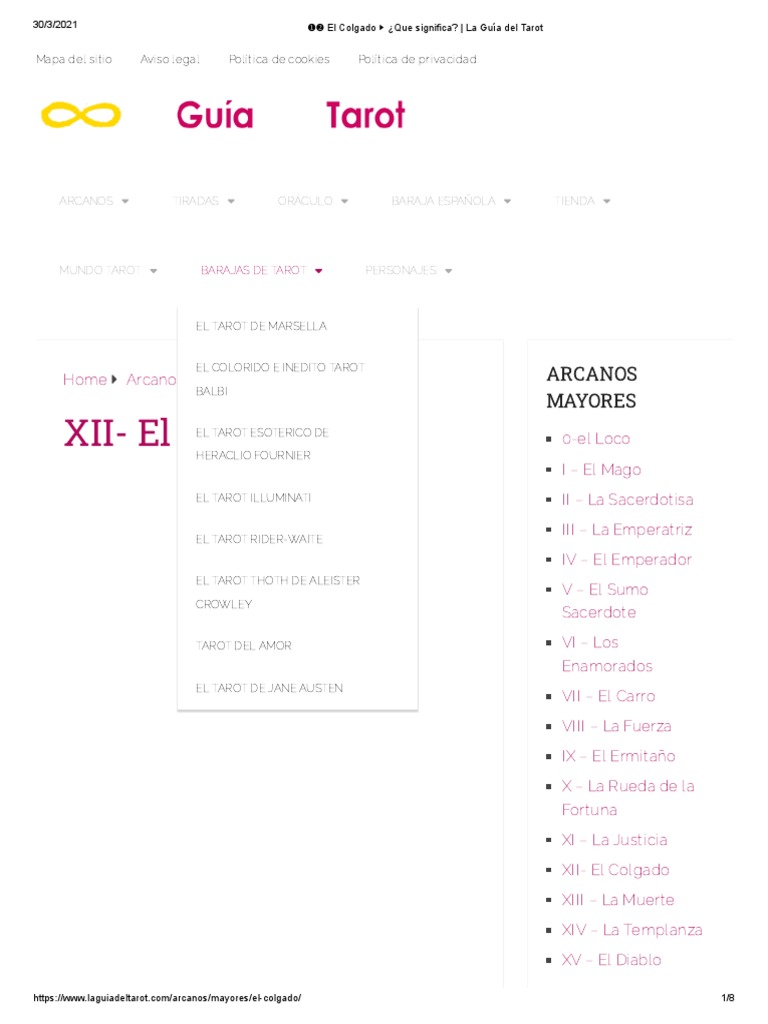 El Diablo Y El Emperador Tarot El Colgado ¿Que Significa - La Guía Del Tarot | PDF | Tarot | Religión y  creencia