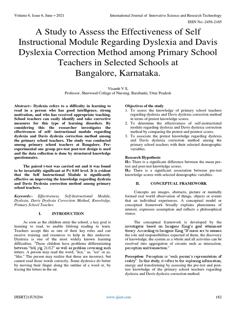 Effectiveness of Dyslexia Training for Teachers | PDF | Dyslexia | Reality