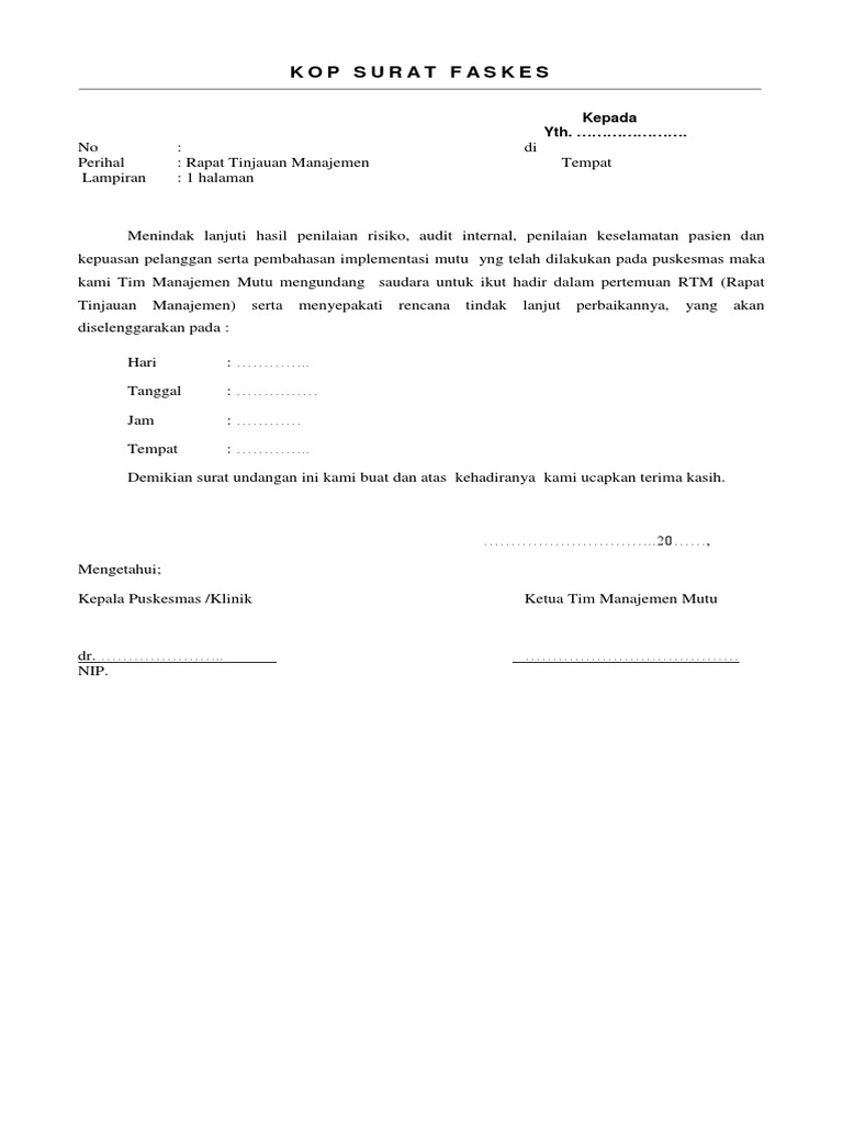 Contoh - Undangan Rapat Tinjauan Manajemen | PDF