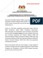 Kenyataan Media Pengoperasian Institusi Pendidikan Bawah Kementerian Pendidikan Malaysia Seluruh Negara