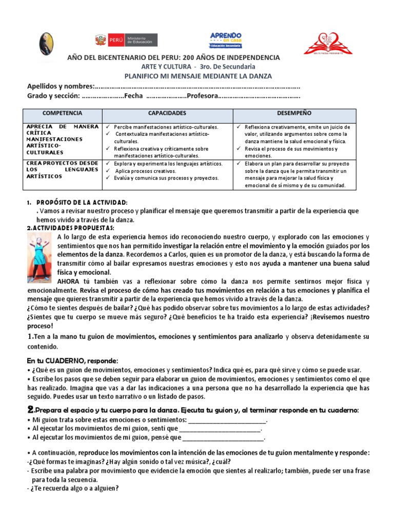 Danza y Salud Emocional en Secundaria | PDF | Bailes | Las emociones