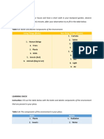 Your Surroundings For Ten (10) Minutes. After Your Observation Try To Fill in The Table Below