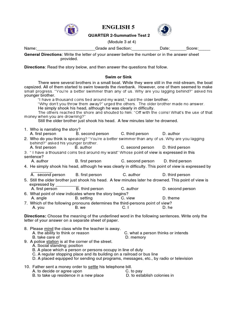 Q2 English Summative Test 2 | PDF