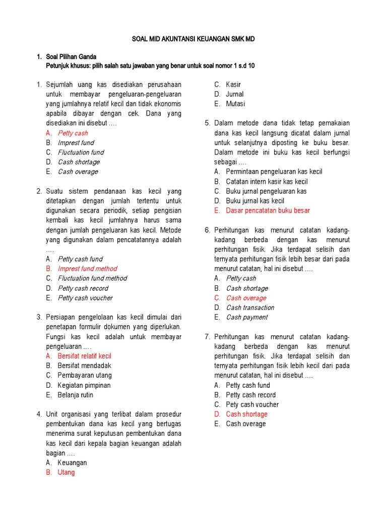 Soal Mid Akuntansi Keuangan Kelas Xi Pdf