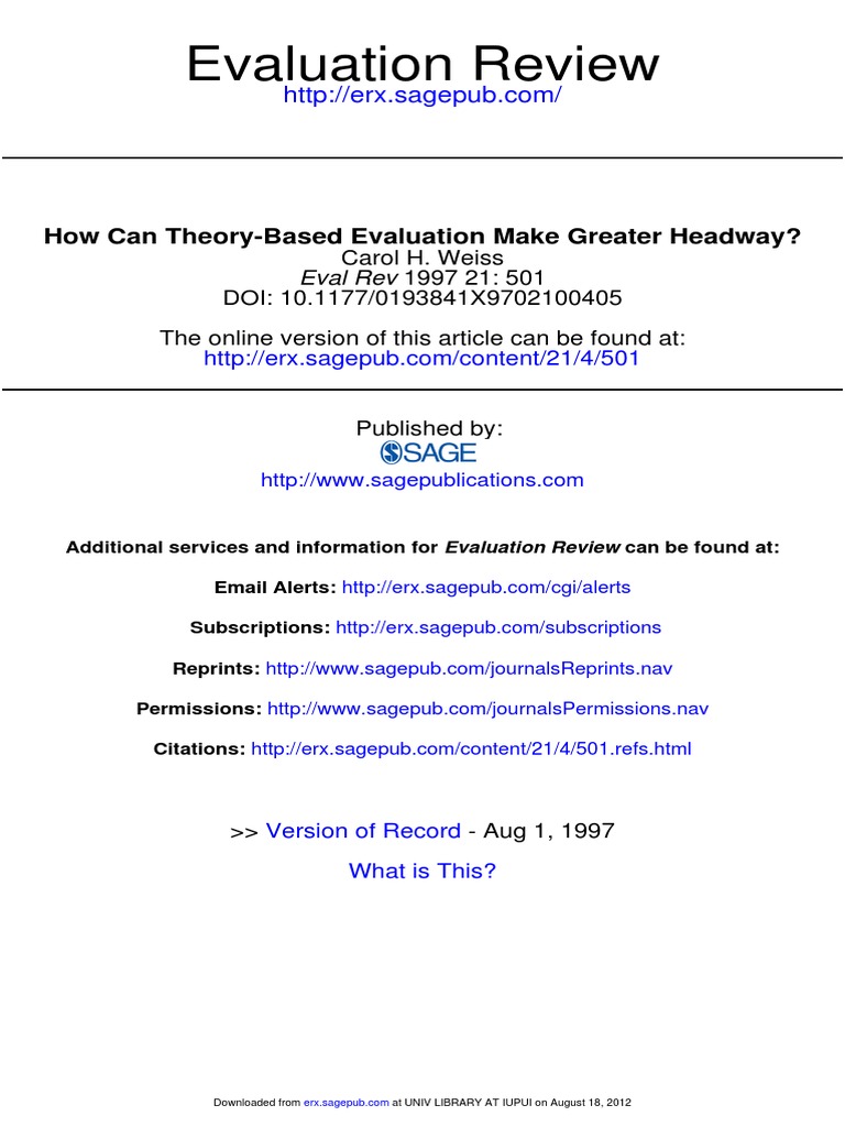 Theory-Based Evaluation Insights | PDF | Causality | Theory