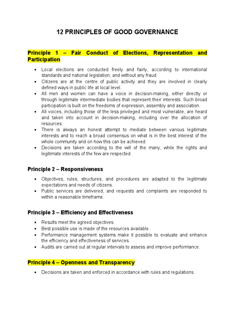 12 Principles of Good Governance | PDF | Governance | Sustainability