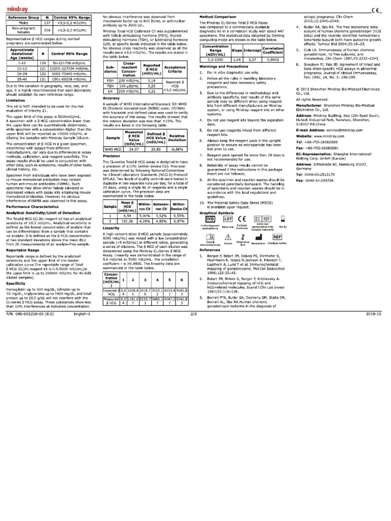 B HCG Reference Range and Interpretation PDF