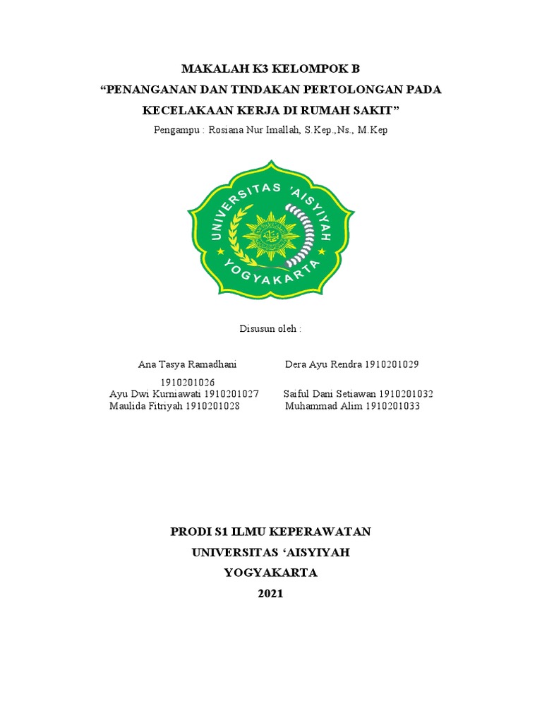 Penanganan Dan Tindakan Pertolongan Pada Kecelakaan Kerja Di Rumah