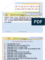 Bài Tập Thuế Và Quản Lý Thuế Nâng Cao Dành Cho Lớp Ôn Thi CPA 2012 - PGS.ts Lê Xuân Trường - 1010182