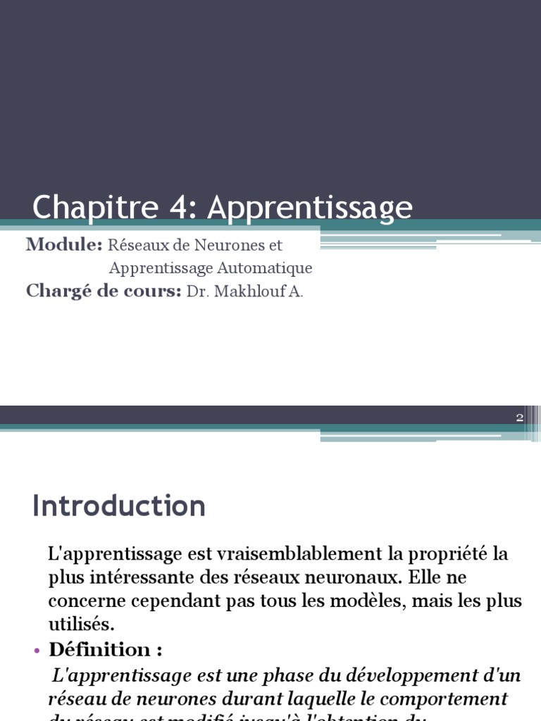 Chapitre 4 | PDF | Apprentissage automatique | Réseau de neurones ...