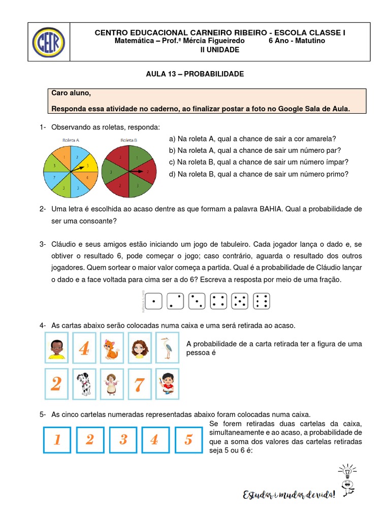 Atividade - Noção de Probabilidade | PDF