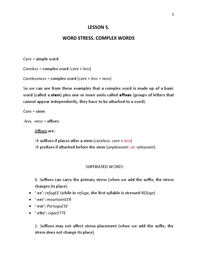 Understanding Word Stress in Complex Words | PDF | Language Arts ...