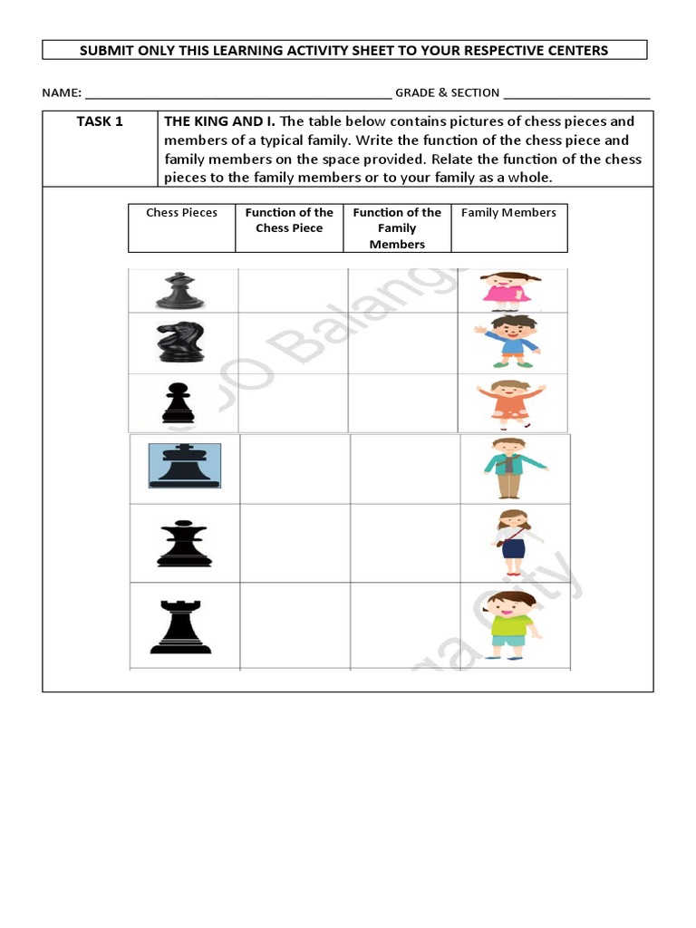 Chess Pieces and Family Functions Worksheet | PDF | Chess | Applied ...