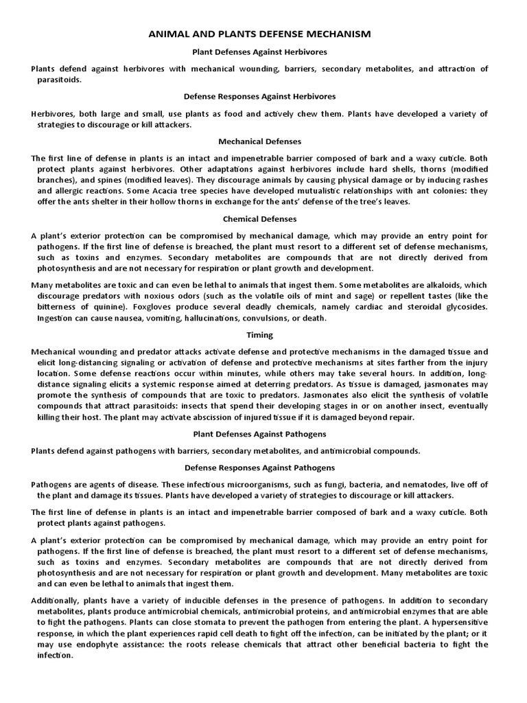 Plant Defense Mechanisms Explained | PDF | Pathogen | Plants