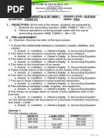 Subject: Fundamentals of Abm 1 Grade Level: Eleven Quarter: Three (2) Week: Two I. OBJECTIVES: at The End of The Lesson, Students Are Expected To