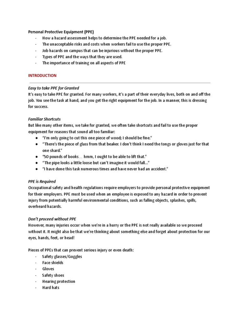 Essential Guide to Personal Protective Equipment | PDF | Personal ...