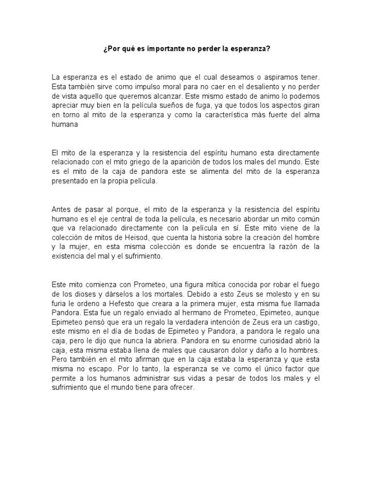 Por Qué Es Importante No Perder La Esperanza | PDF | Prometeo ...