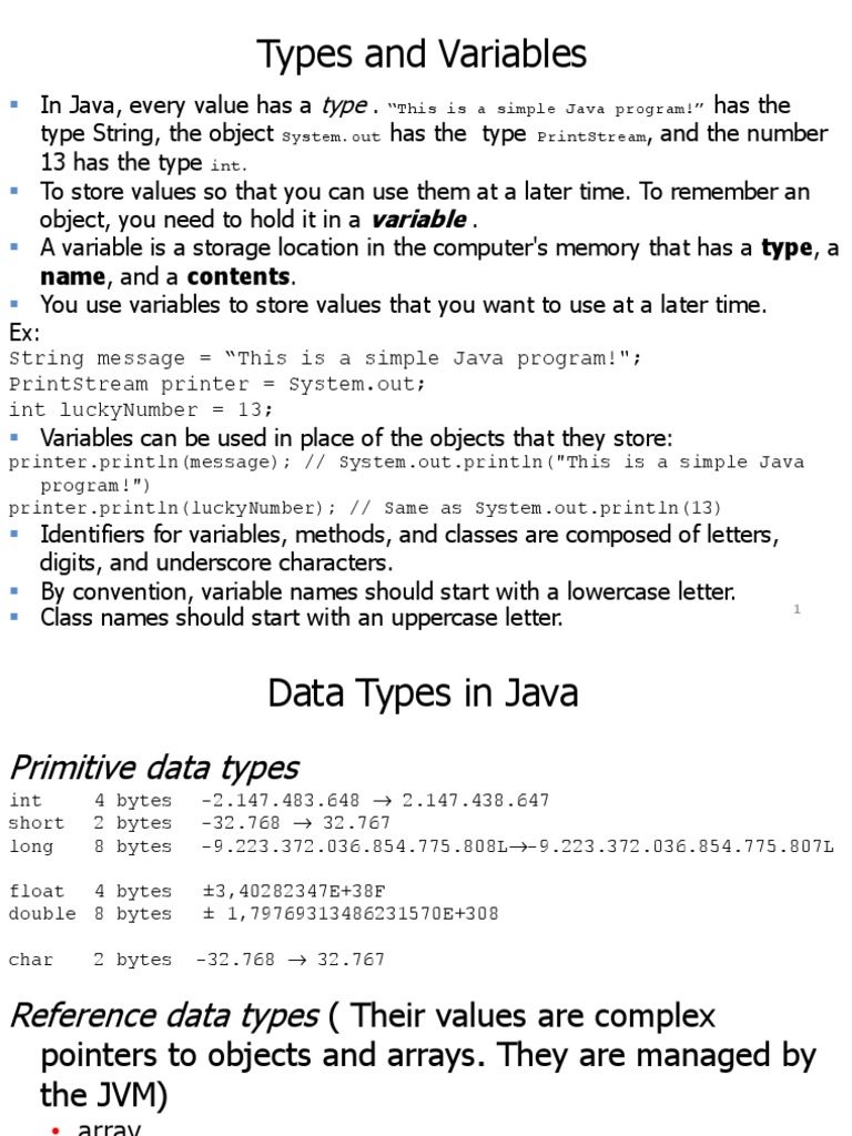 Types and Variables: Variable | PDF | Data Type | Variable (Computer ...