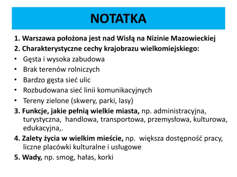 Krajobraz Wielkomiejski Warszawy Klasa 5 Krajobraz Wielkomiejski Warszawy | PDF